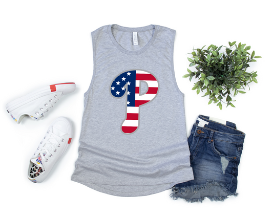 Phillies Flag "P" Muscle Tank