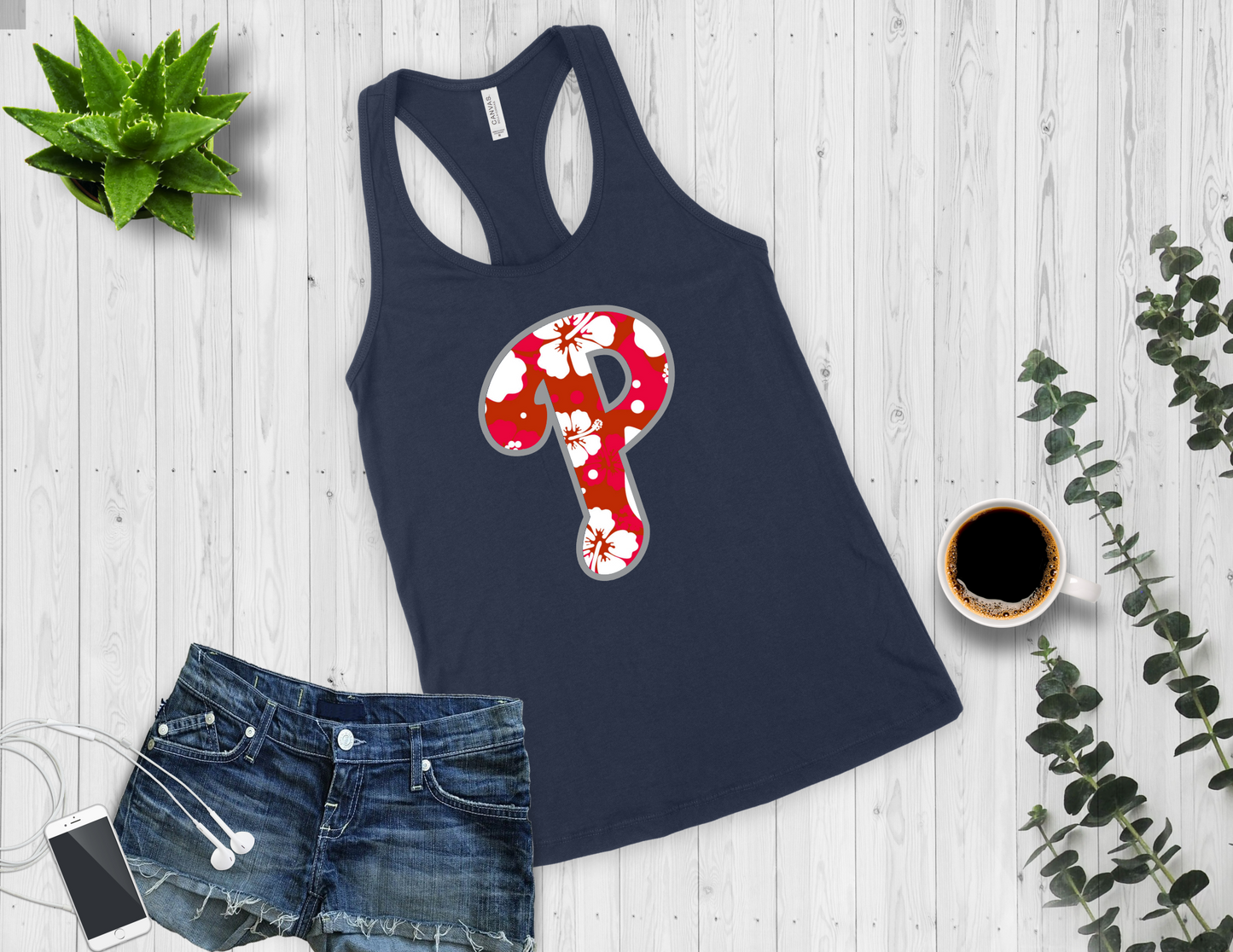 Phillies Hawaiian "P" Racerback Tank